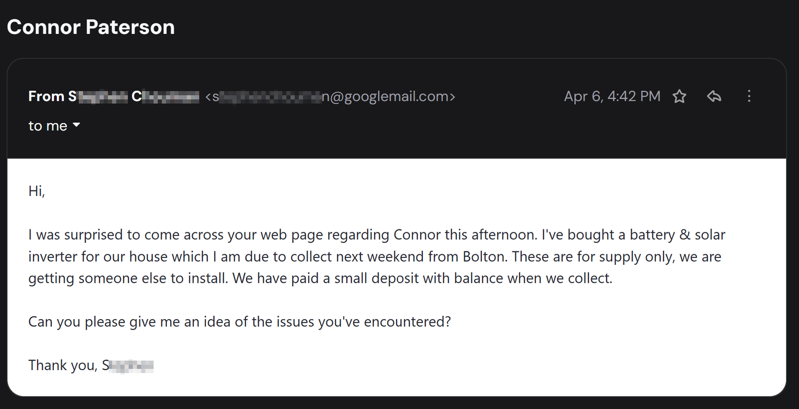 Email screenshot
