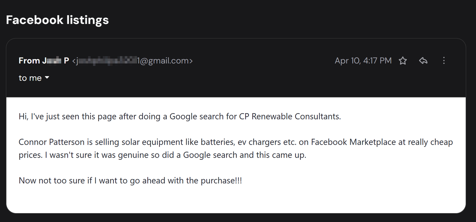 Email screenshot