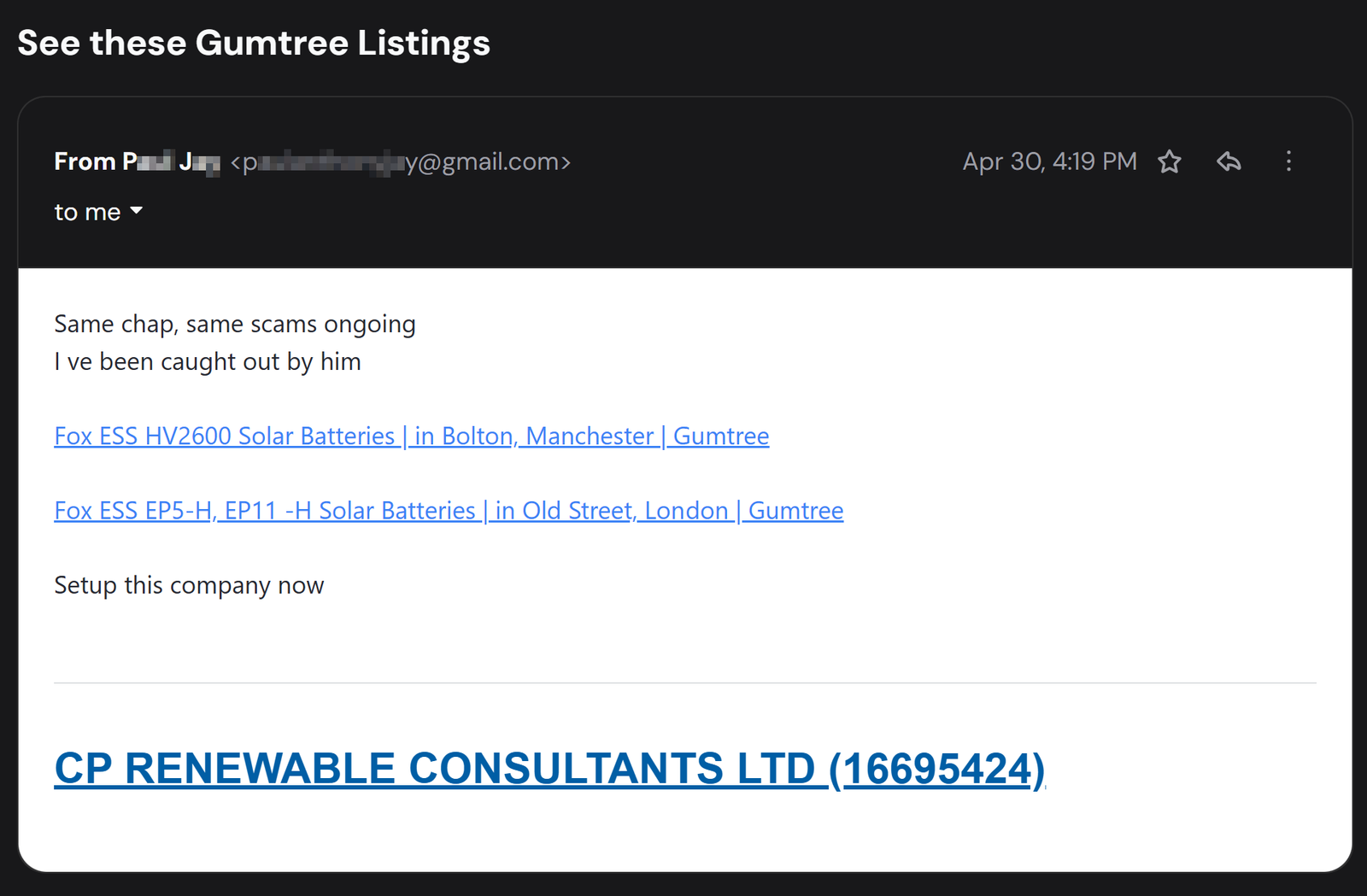 Email screenshot
